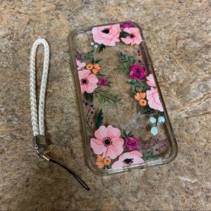 iPhone XR Clear Flower Case with wristlet option